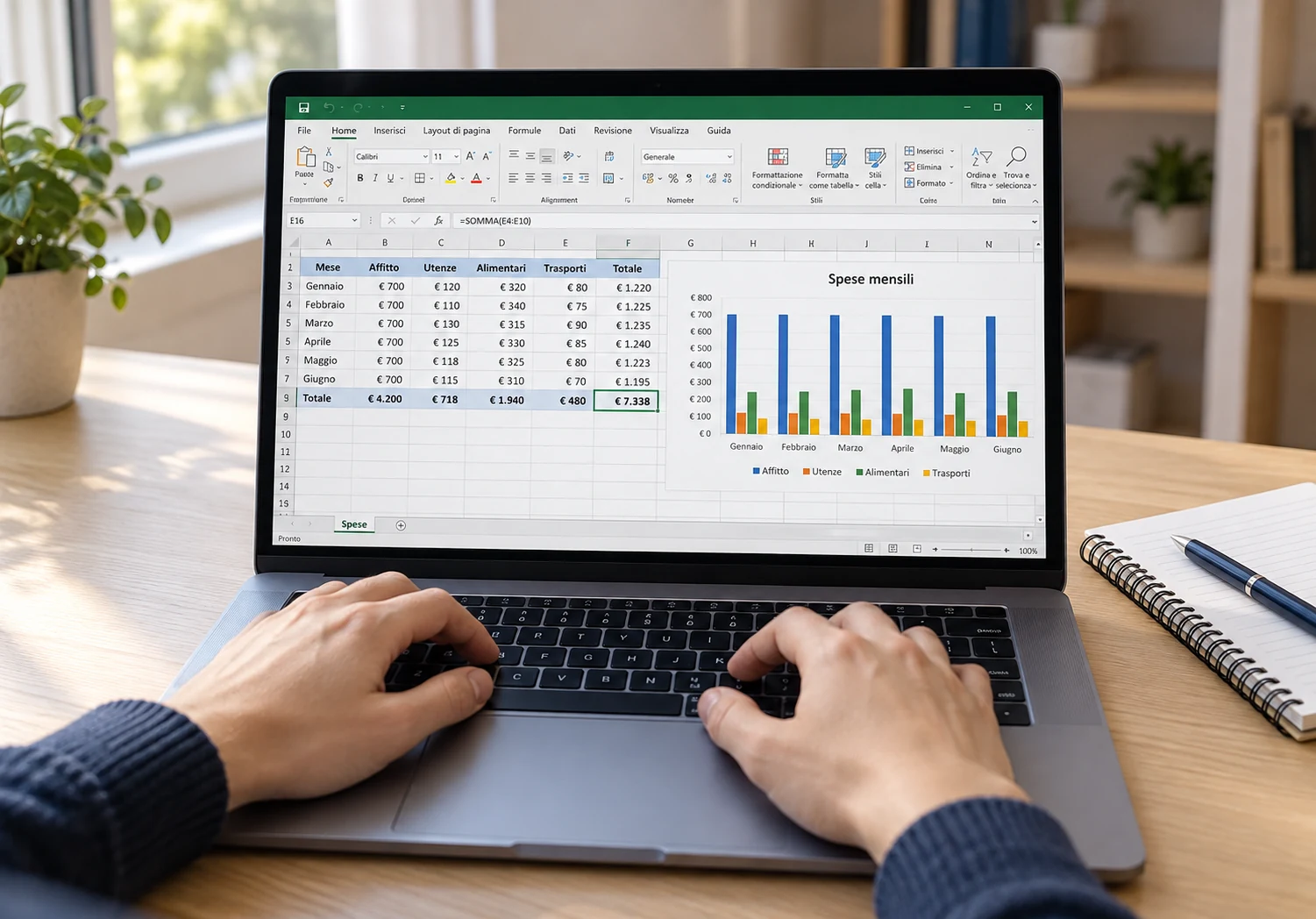 formazione digitale aziendale — un professionista lavora al computer con Microsoft Office.